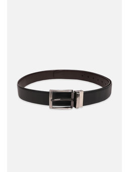 Peter England - Men Leather Reversible Textured Black Formal Belt