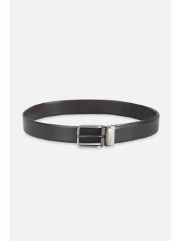 Peter England - Men Leather Reversible Textured Black Formal Belt
