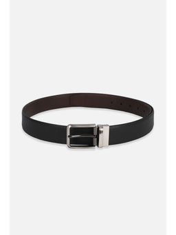 Peter England - Men Leather Reversible Textured Black Formal Belt