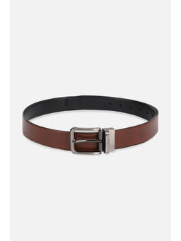 Peter England - Men Leather Reversible Textured Brown Formal Belt