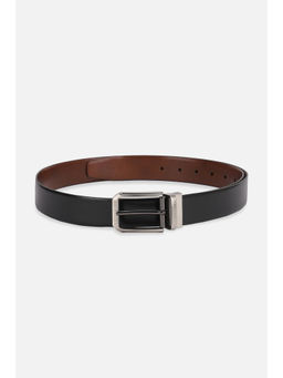 Peter England - Men Leather Reversible Textured Black Formal Belt