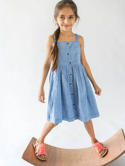 A Little Fable - Girls Blue Knee Length Dresses