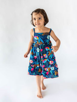 A Little Fable - Girls Multi Color Knee Dress