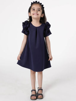 A Little Fable - Girls Navy Blue Knee Length Dresses