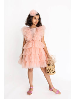 A Little Fable - Girls Peach Knee Length Dresses