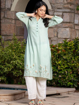 HOUSE OF JAMOTI - Pista Green Embroidered Kurta