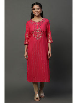Aurelia - Pink and Wine Foil Printed Festive Kurta