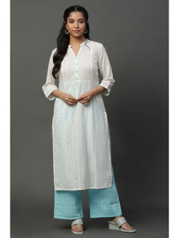 Aurelia - White Classic Kurta with Contrasting Trims
