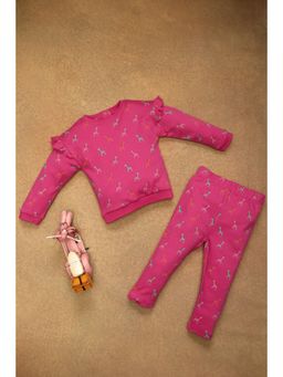 One Friday - Kids Boys Pink Printed Night Suit (Set of 2)