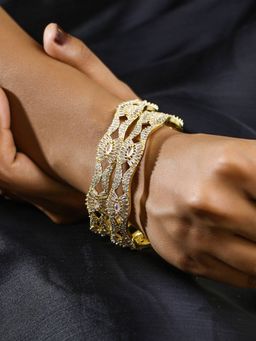 Adwitiya - Women Gold Plated Stone Studded Designer Bangles Pack of 2