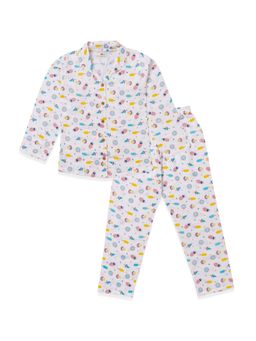 KOALA KIDZ - White Printed Shirt and Pyjama