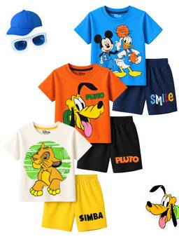 Kuchipoo - Boys Multi-Colour Cotton Blend T-shirts with Shorts (Pack of 6)