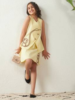 Bugandbees - Girls Yellow Cotton Co-Ord set