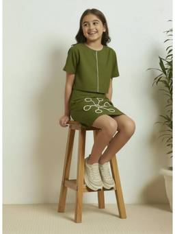 Bugandbees - Girls Green Cotton Co-Ord set