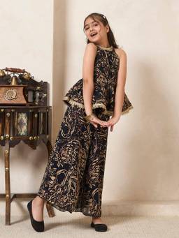 Bugandbees - Girls Black Chiffon Co-Ord set