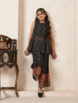 Bugandbees - Girls Black Chiffon Co-Ord set