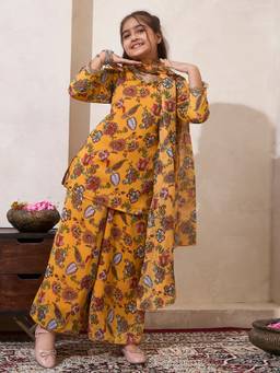 Bugandbees - Girls Multi-Colour Chiffon Co-Ord set