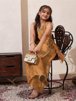 Bugandbees - Girls Gold Polyester Co-Ord set