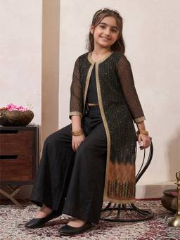 Bugandbees - Girls Black Chiffon Co-Ord set