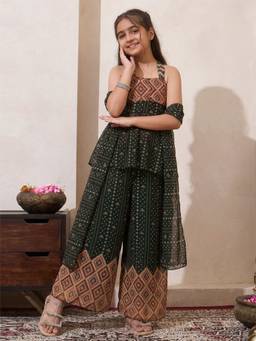 Bugandbees - Girls Black Chiffon Co-Ord set