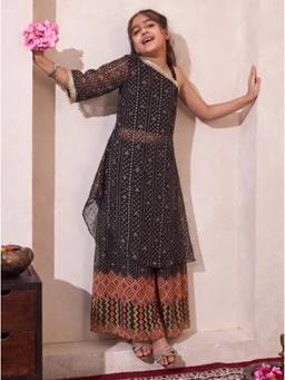 Bugandbees - Girls Black Chiffon Co-Ord set