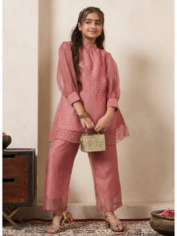 Bugandbees - Girls Pink Polyester Co-Ord set