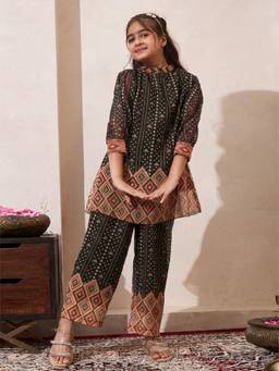 Bugandbees - Girls Black Chiffon Co-Ord set