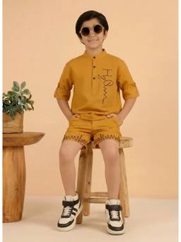 Bugandbees - Boys Mustard Cotton Co-Ord set