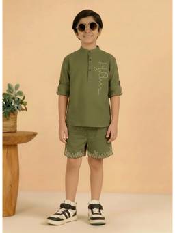 Bugandbees - Boys Green Cotton Co-Ord set
