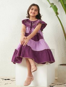 Bugandbees - Girls Lavender Cotton Flex Dress