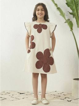 Bugandbees - Girls Off White Cotton Dress
