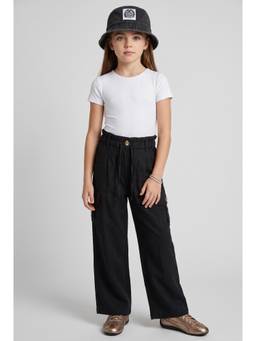TINY GIRL - Girls Black Cotton Cargo