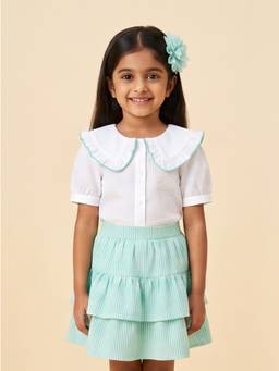 TINY GIRL - Girls Green Cotton Top and Skirt