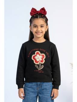TINY GIRL - Girls Black Cotton Sweatshirt