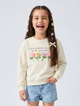 TINY GIRL - Girls Off White Cotton Sweatshirt