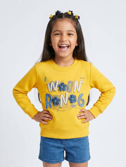 TINY GIRL - Girls Mustard Cotton Sweatshirt