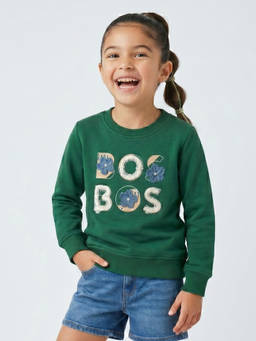 TINY GIRL - Girls Green Cotton Sweatshirt