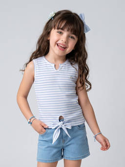 TINY GIRL - Girls Blue Polyester Top