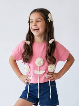 TINY GIRL - Girls Pink Cotton Top