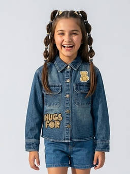 TINY GIRL - Girls Blue Cotton Shirt