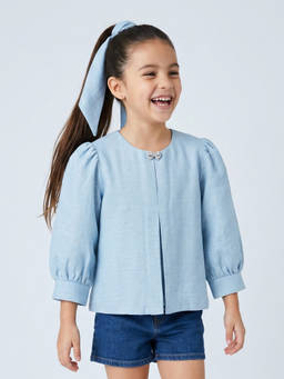 TINY GIRL - Girls Blue Polyester Top