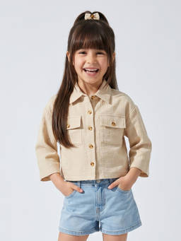 TINY GIRL - Girls Cream Cotton Shirt