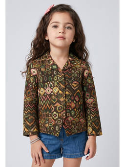 TINY GIRL - Girls Brown Cotton Shirt
