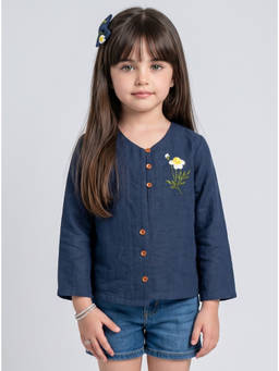 TINY GIRL - Girls Blue Nylon Top