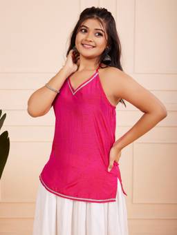 TeenTrums - Girls Pink Polyester Blend Top