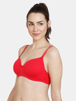 Zivame - Padded Non Wired 3-4th Coverage T-Shirt Bra - Terra Cotta - Red