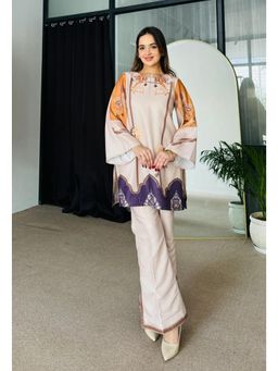 Gahan - Cream Elegant Printed Rayon Kurta with Palazzo