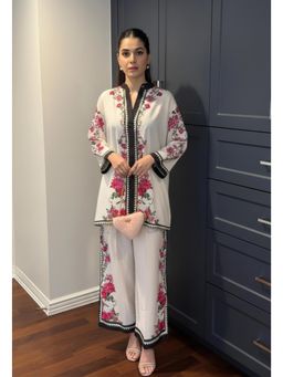 Gahan - Cream Elegant Printed Rayon Kurta with Palazzo
