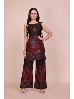 Gahan - Chic Sleeveless Cotton Rayon Printed Kurta with Palazzo