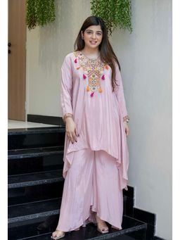 Gahan - Pink Chic French Crepe Embroidered Kurta with Palazzo